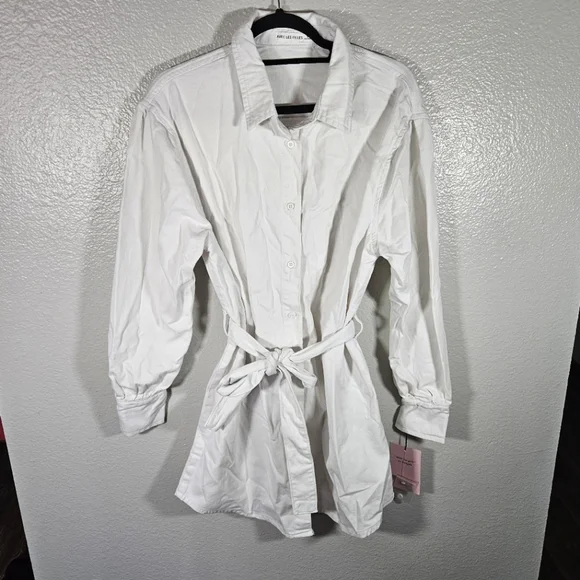white christmas dresses Belted Fit & Flare White Denim Dress main image 1